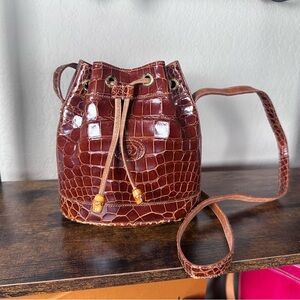 ULTRA RARE Gucci Brown Crocodile Mini Bucket Bag